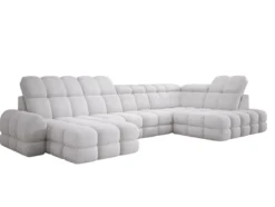 Designer Sofa Lima U mit elektrischer Schlaffunktion in Bouclé