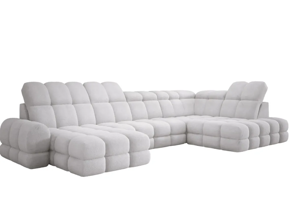 Designer Sofa Lima U mit elektrischer Schlaffunktion in Bouclé