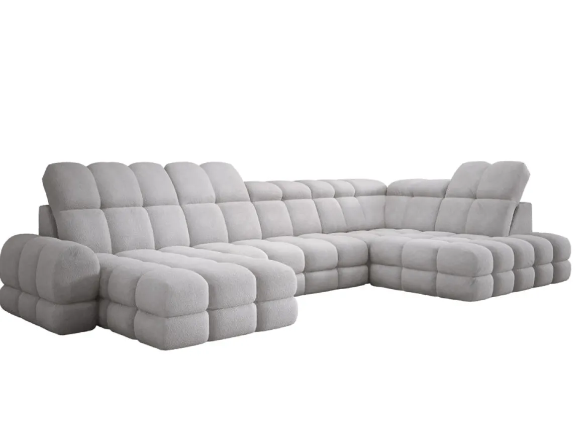 Designer Sofa Lima U mit elektrischer Schlaffunktion in Bouclé