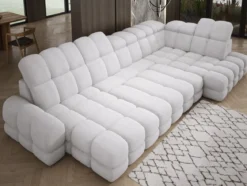 Designer Sofa Lima U mit elektrischer Schlaffunktion in Bouclé