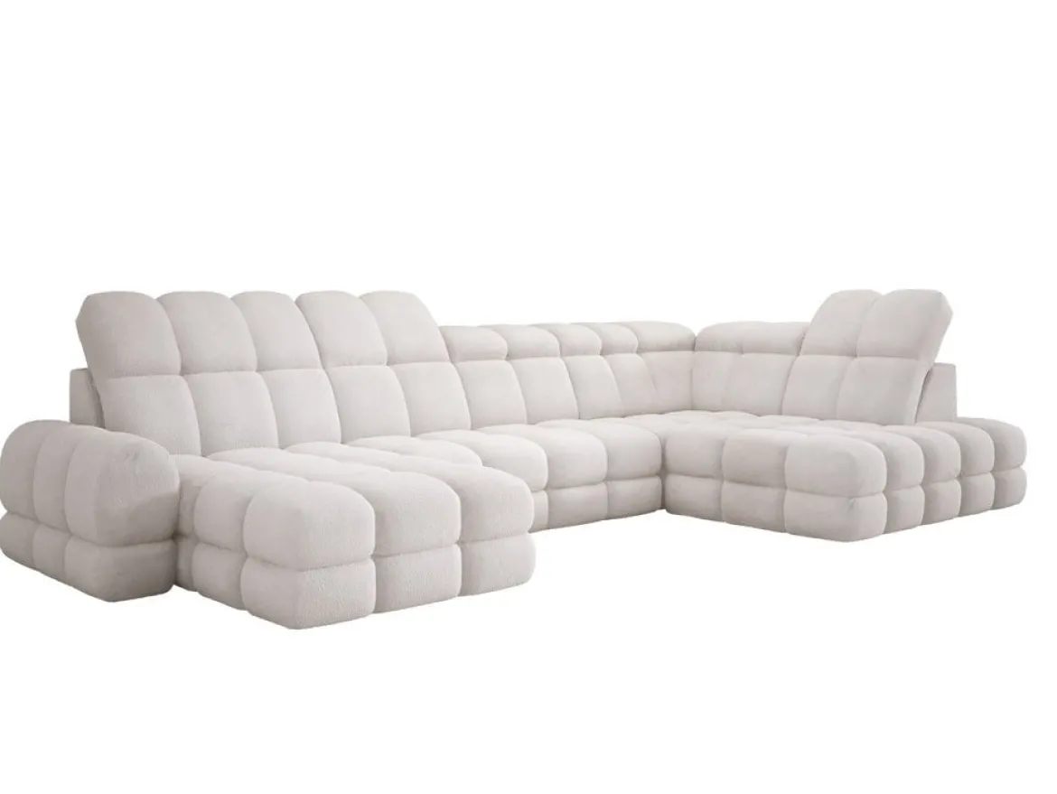 Designer Sofa Lima U mit elektrischer Schlaffunktion in Bouclé