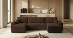 Designer Sofa Lunaro U Mini mit Schlaffunktion und Stauraum in Cord
