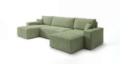 Designer Sofa Lunaro U Mini mit Schlaffunktion und Stauraum in Cord