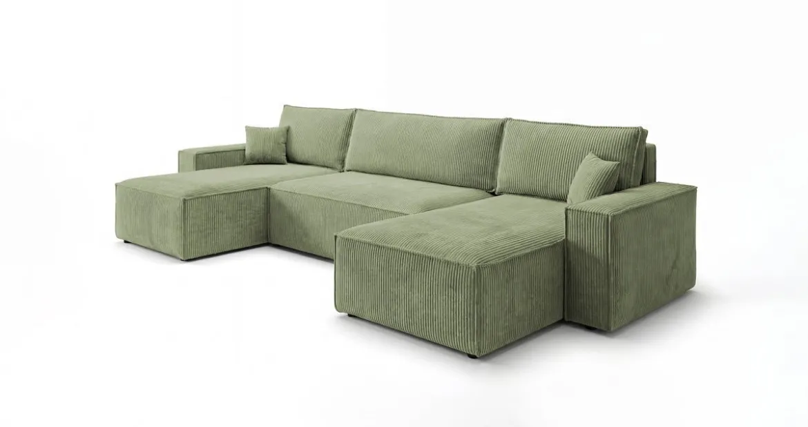 Designer Sofa Lunaro U Mini mit Schlaffunktion und Stauraum in Cord