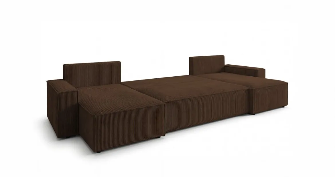 Designer Sofa Lunaro U Mini mit Schlaffunktion und Stauraum in Cord