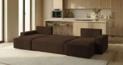 Designer Sofa Lunaro U Mini mit Schlaffunktion und Stauraum in Cord