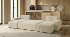 Designer Sofa Lunaro U Mini mit Schlaffunktion und Stauraum in Cord