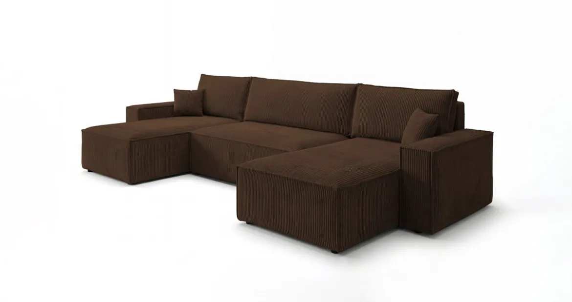 Designer Sofa Lunaro U Mini mit Schlaffunktion und Stauraum in Cord
