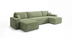 Designer Sofa Lunaro U Mini mit Schlaffunktion und Stauraum in Cord
