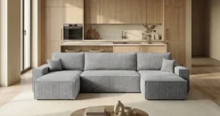 Designer Sofa Lunaro U Mini mit Schlaffunktion und Stauraum in Cord