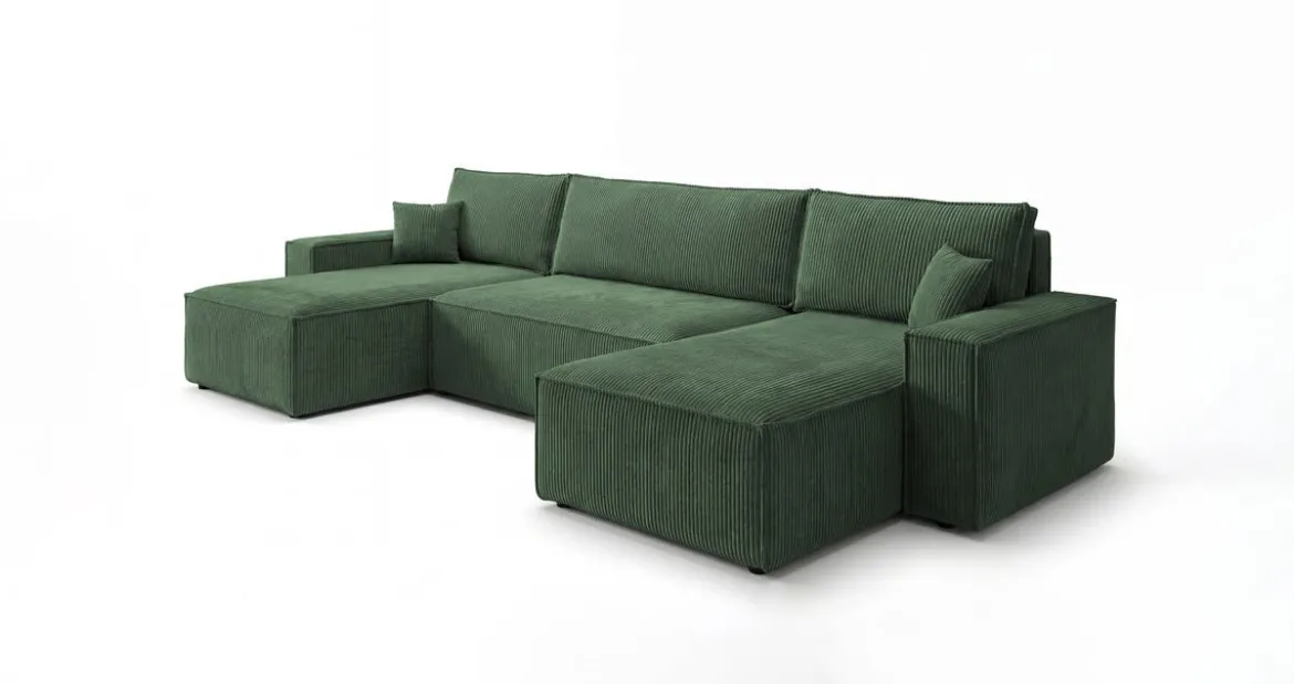 Designer Sofa Lunaro U Mini mit Schlaffunktion und Stauraum in Cord
