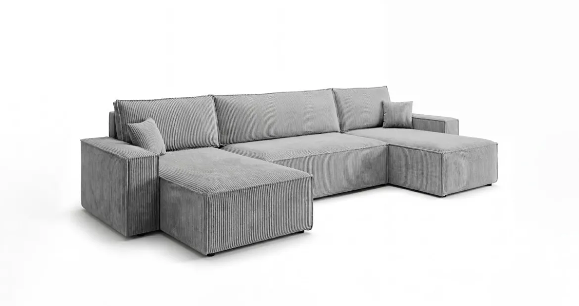 Designer Sofa Lunaro U Mini mit Schlaffunktion und Stauraum in Cord