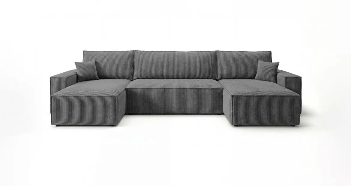 Designer Sofa Lunaro U Mini mit Schlaffunktion und Stauraum in Cord