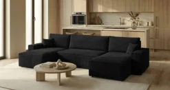 Designer Sofa Lunaro U Mini mit Schlaffunktion und Stauraum in Cord