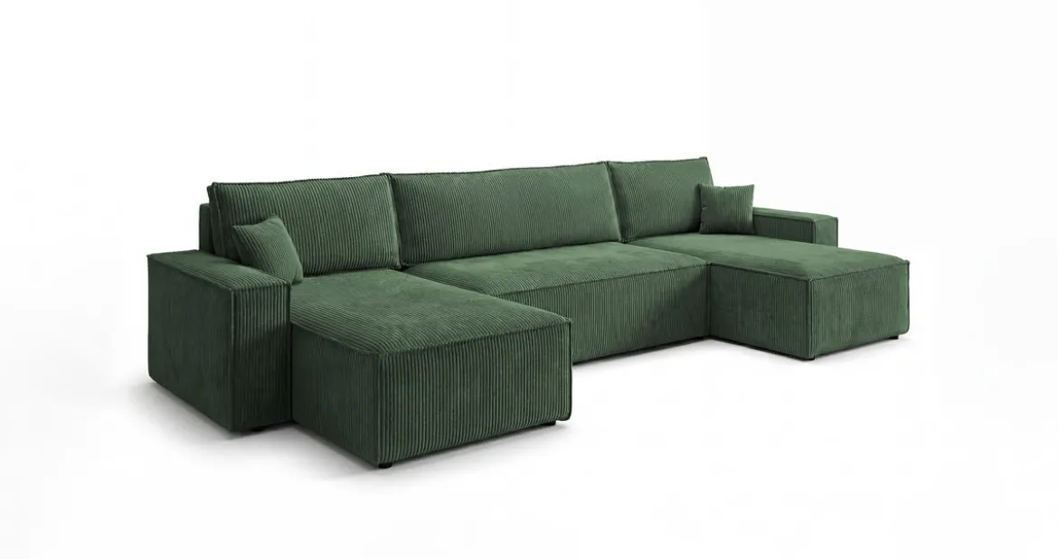 Designer Sofa Lunaro U Mini mit Schlaffunktion und Stauraum in Cord