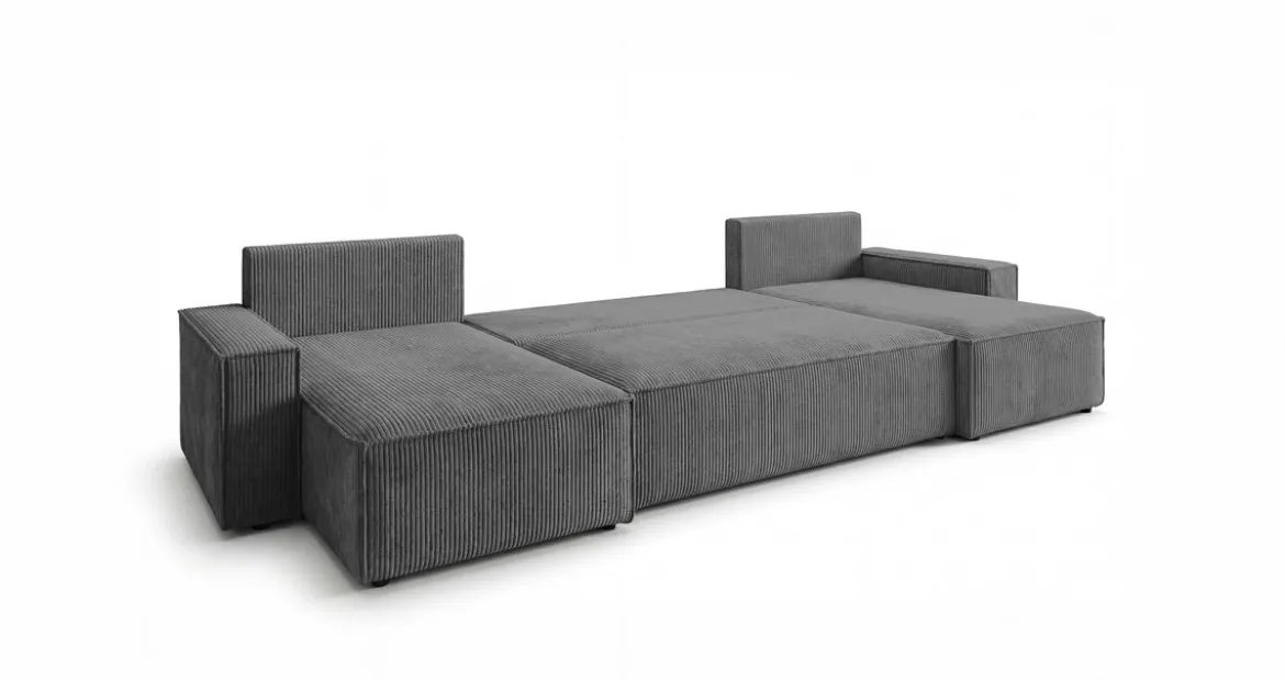 Designer Sofa Lunaro U Mini mit Schlaffunktion und Stauraum in Cord