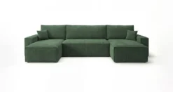 Designer Sofa Lunaro U Mini mit Schlaffunktion und Stauraum in Cord