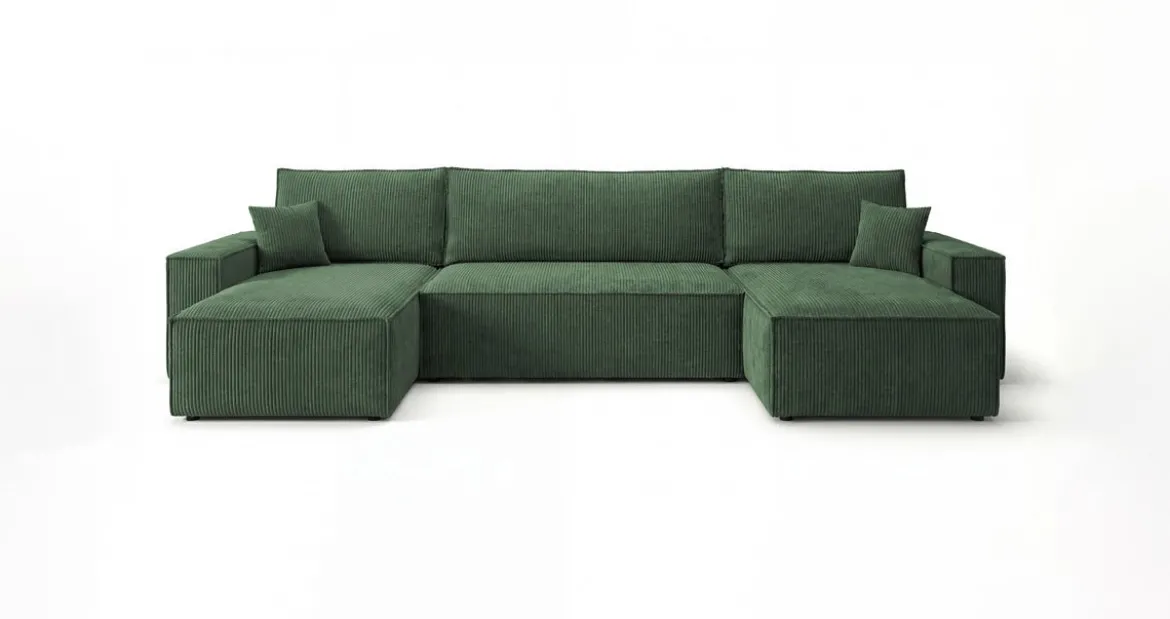 Designer Sofa Lunaro U Mini mit Schlaffunktion und Stauraum in Cord