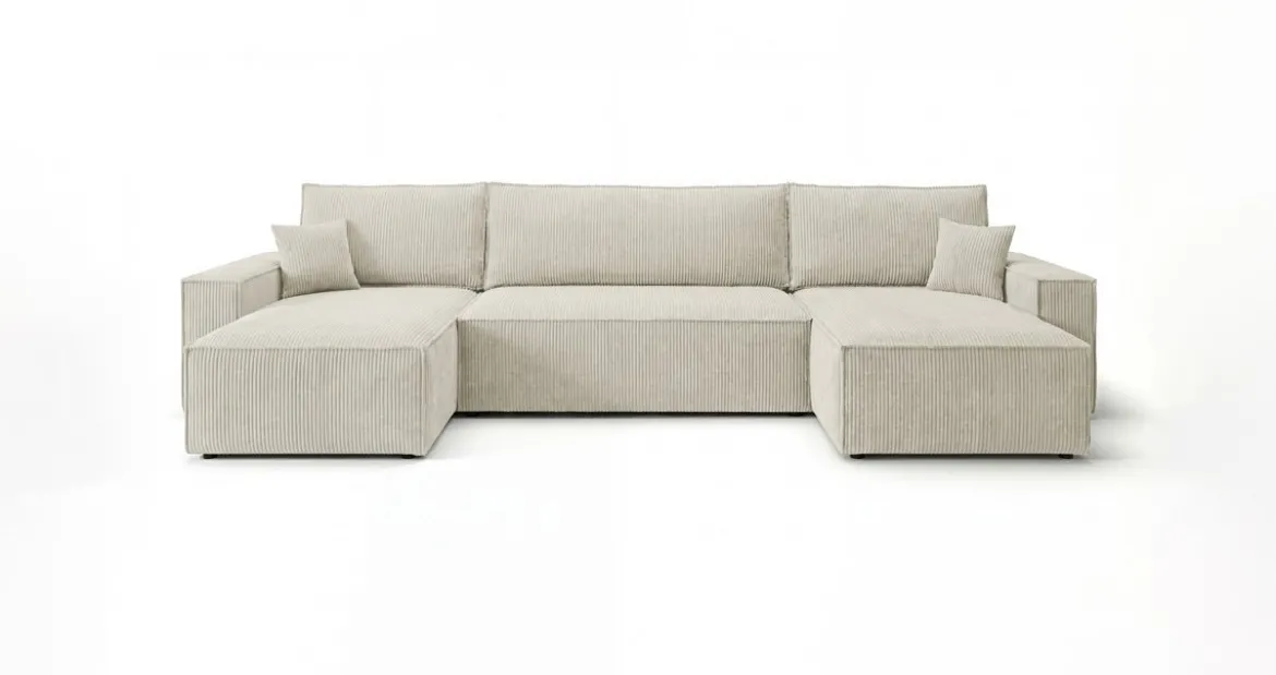 Designer Sofa Lunaro U Mini mit Schlaffunktion und Stauraum in Cord