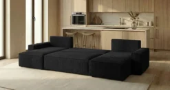 Designer Sofa Lunaro U Mini mit Schlaffunktion und Stauraum in Cord