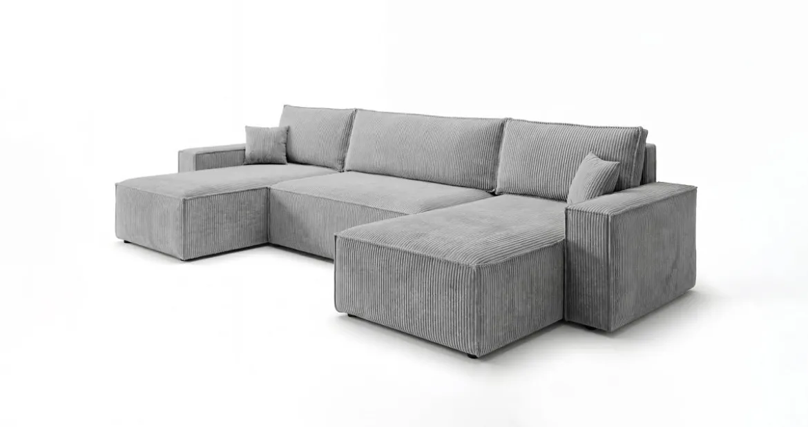 Designer Sofa Lunaro U Mini mit Schlaffunktion und Stauraum in Cord