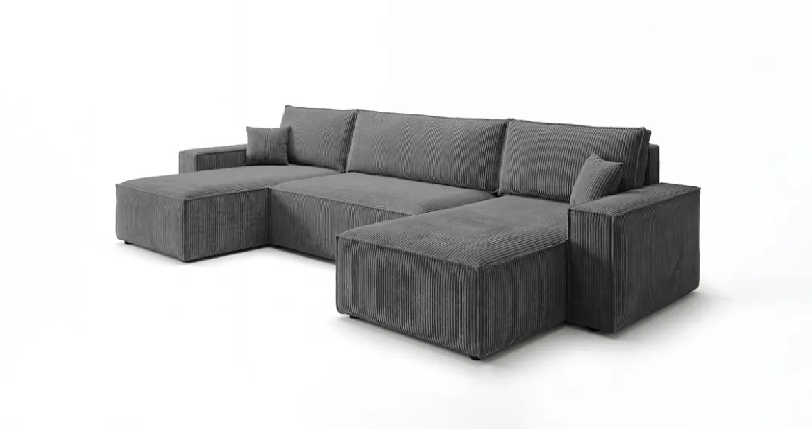 Designer Sofa Lunaro U Mini mit Schlaffunktion und Stauraum in Cord
