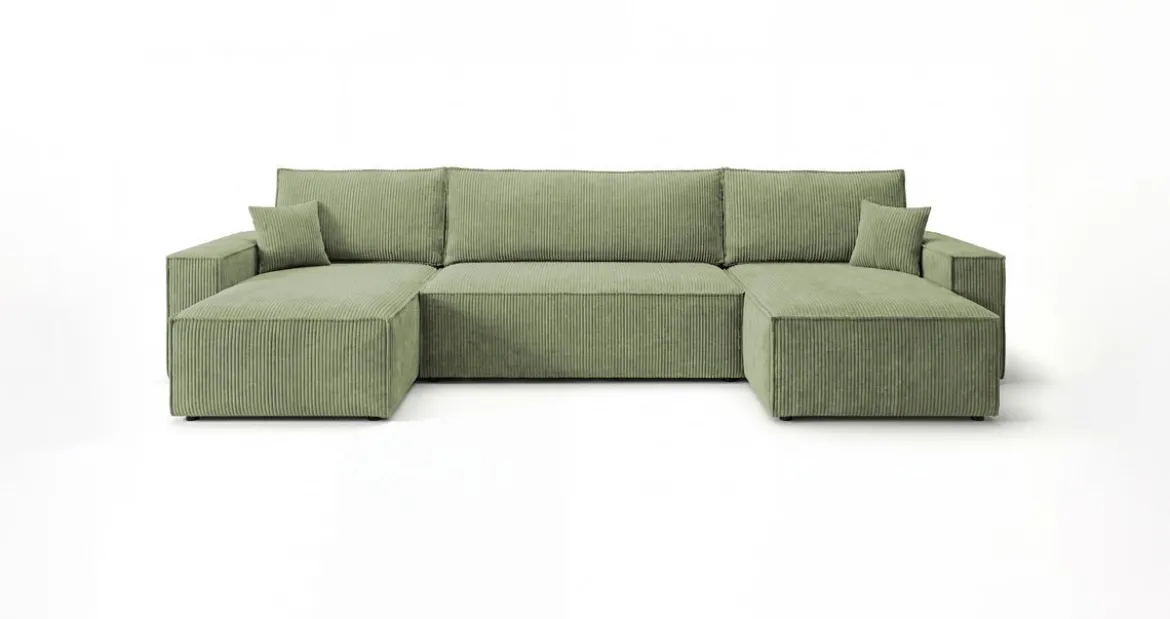 Designer Sofa Lunaro U Mini mit Schlaffunktion und Stauraum in Cord