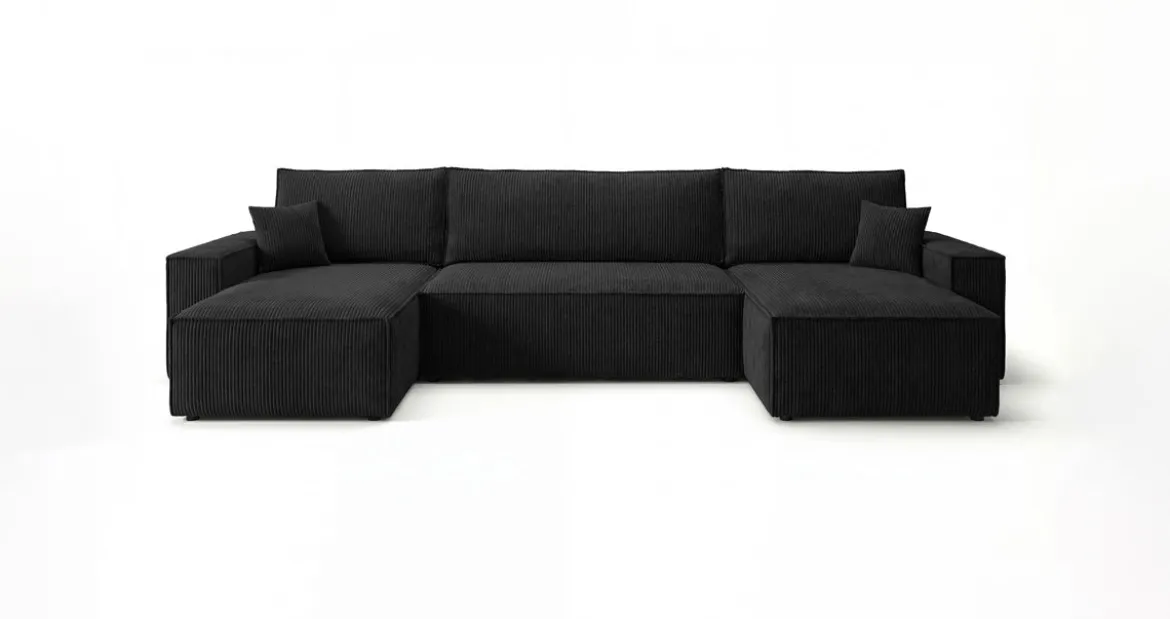 Designer Sofa Lunaro U Mini mit Schlaffunktion und Stauraum in Cord