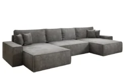 Designer Sofa Lunaro U mit Schlaffunktion und Stauraum in Cord