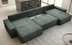 Designer Sofa Lunaro U mit Schlaffunktion und Stauraum in Cord