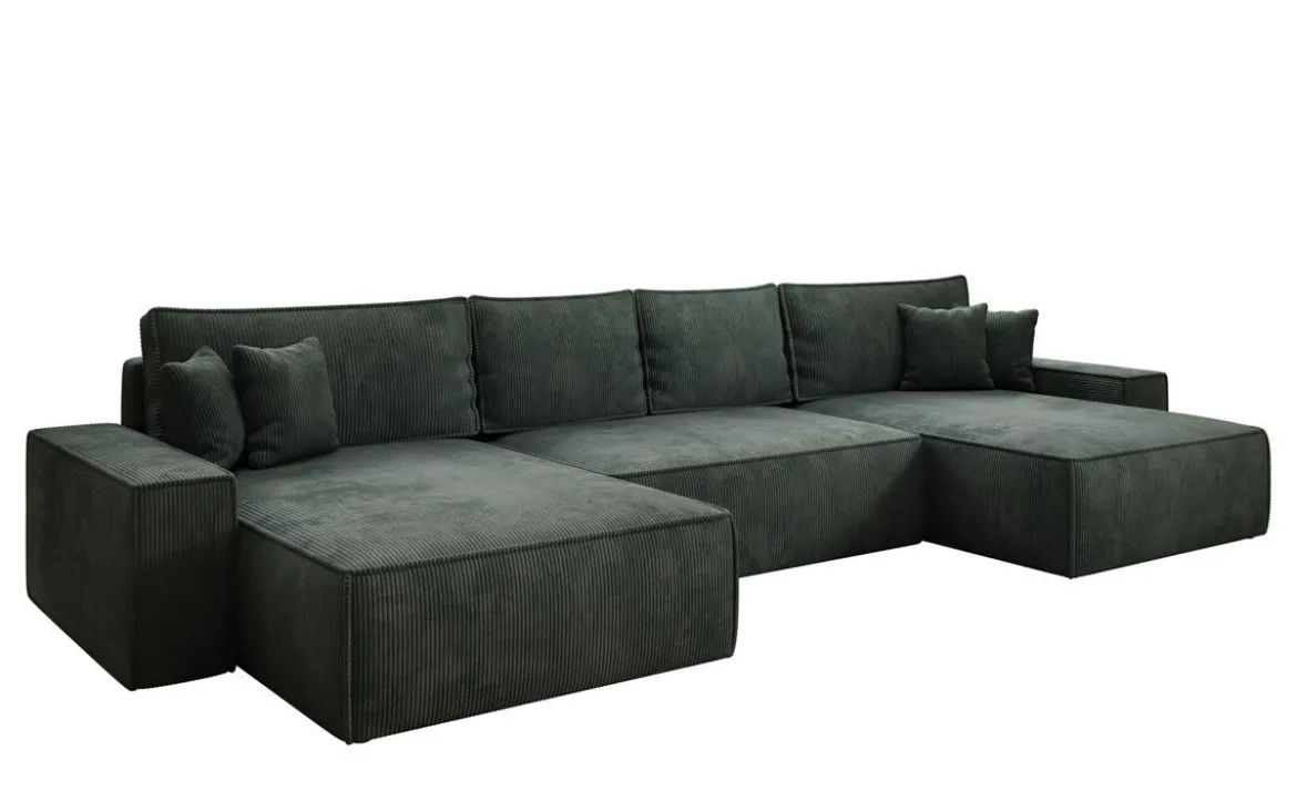 Designer Sofa Lunaro U mit Schlaffunktion und Stauraum in Cord