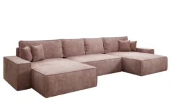 Designer Sofa Lunaro U mit Schlaffunktion und Stauraum in Cord