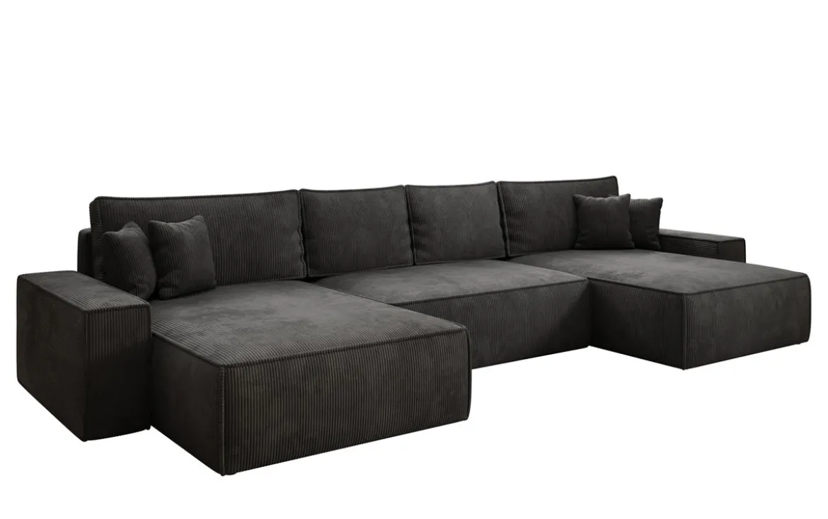 Designer Sofa Lunaro U mit Schlaffunktion und Stauraum in Cord