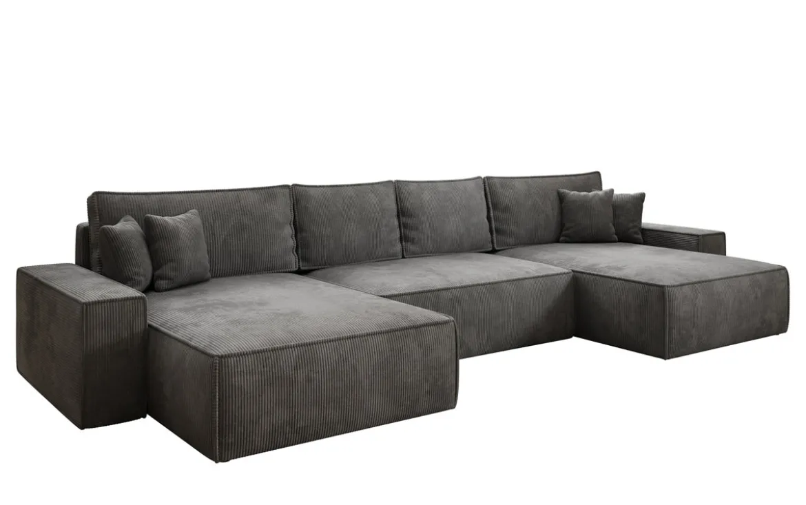 Designer Sofa Lunaro U mit Schlaffunktion und Stauraum in Cord