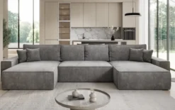 Designer Sofa Lunaro U mit Schlaffunktion und Stauraum in Cord