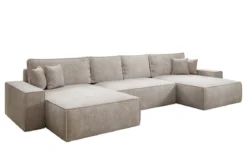 Designer Sofa Lunaro U mit Schlaffunktion und Stauraum in Cord
