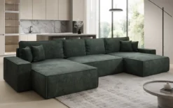 Designer Sofa Lunaro U mit Schlaffunktion und Stauraum in Cord