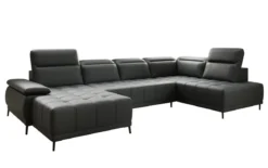 Designer Sofa Lyra U mit elektrischer Schlaffunktion in Echtleder
