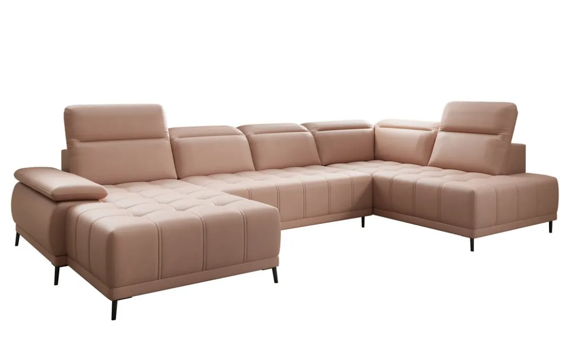 Designer Sofa Lyra U mit elektrischer Schlaffunktion in Echtleder