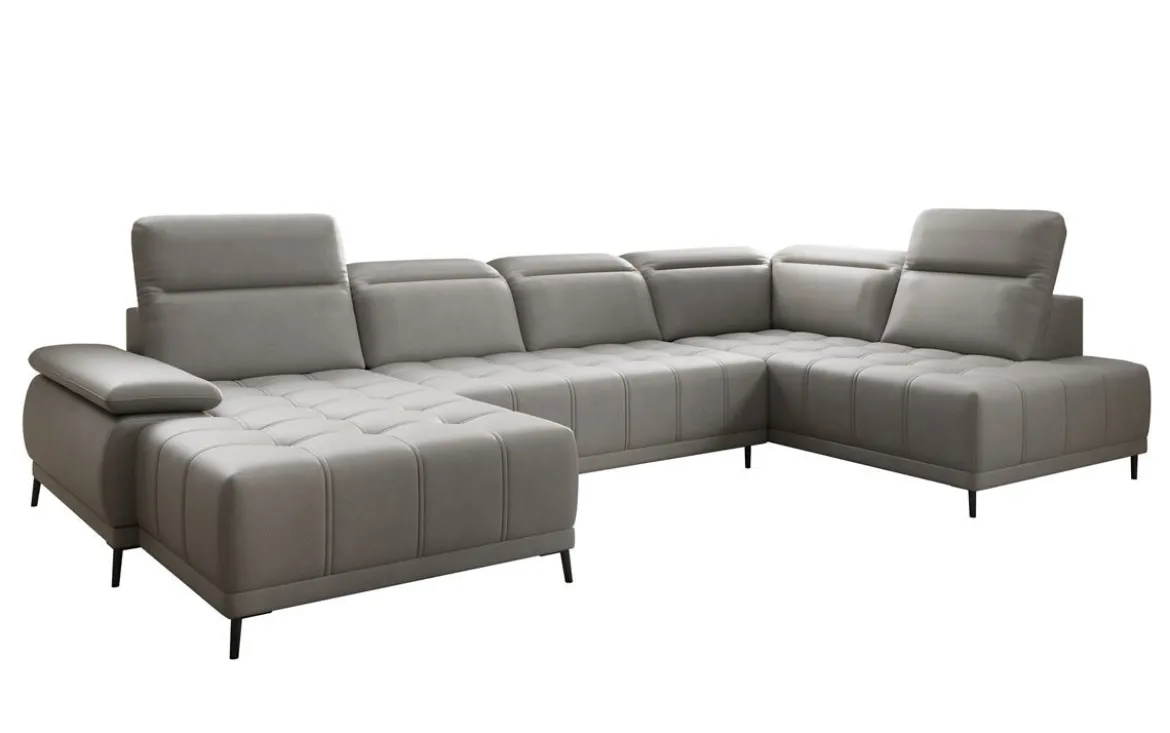 Designer Sofa Lyra U mit elektrischer Schlaffunktion in Echtleder