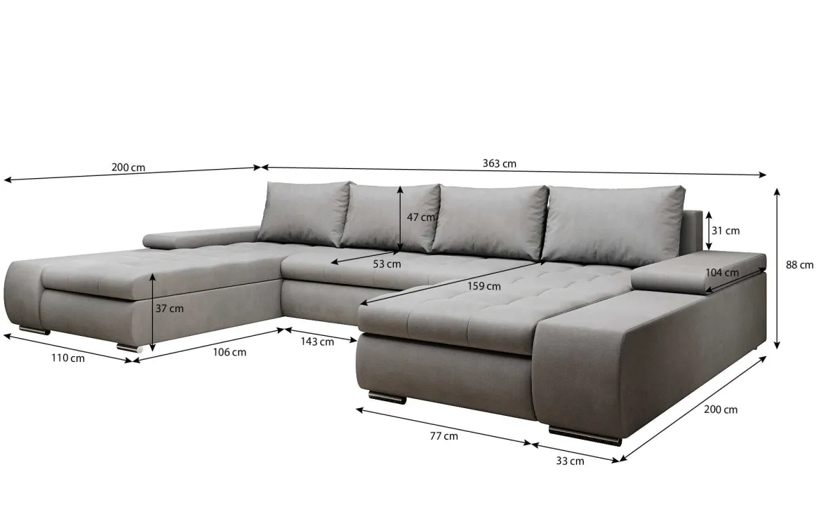 Designer Sofa Martino mit Schlaffunktion