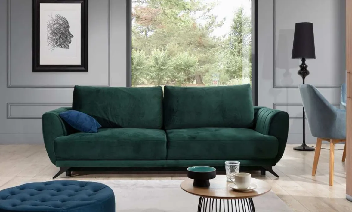 Designer Sofa Megan mit Schlaffunktion und Stauraum
