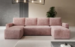 Designer Sofa Melva U mit Schlaf- und Klappfunktion in Cord
