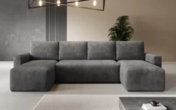 Designer Sofa Melva U mit Schlaf- und Klappfunktion in Cord