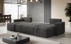 Designer Sofa Melva U mit Schlaf- und Klappfunktion in Cord