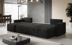 Designer Sofa Melva U mit Schlaf- und Klappfunktion in Cord