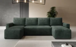 Designer Sofa Melva U mit Schlaf- und Klappfunktion in Cord