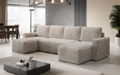 Designer Sofa Melva U mit Schlaf- und Klappfunktion in Cord
