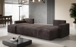 Designer Sofa Melva U mit Schlaf- und Klappfunktion in Cord