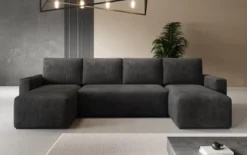 Designer Sofa Melva U mit Schlaf- und Klappfunktion in Cord